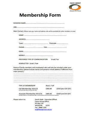 Facey Group Membership Form 2015.16 - faceygroup org