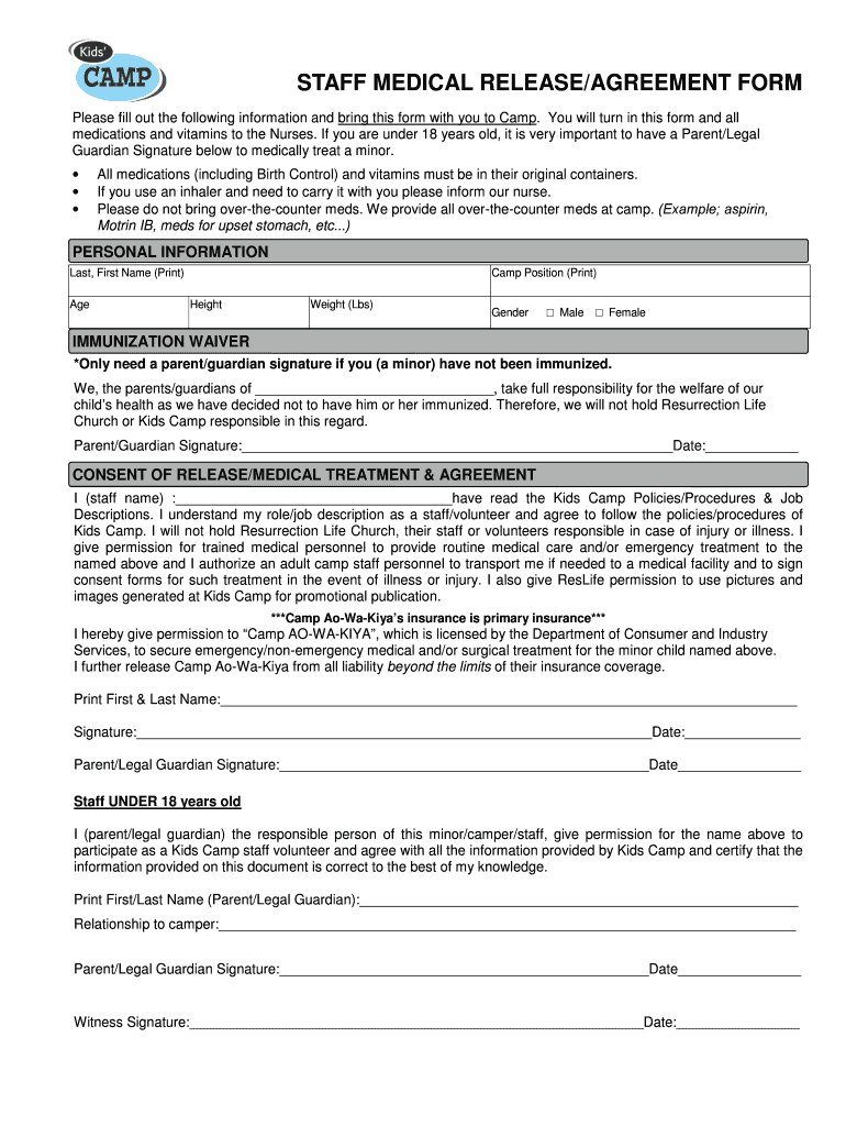 Fillable Online UPDATED Staff MEDICAL FORM Fax Email Print pdfFiller