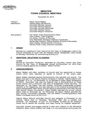 Example of minutes of meeting - Larry Feener, Town Engineer