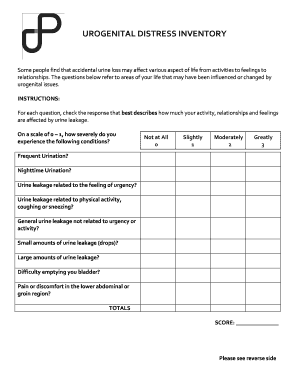 UROGENITAL DISTRESS INVENTORY