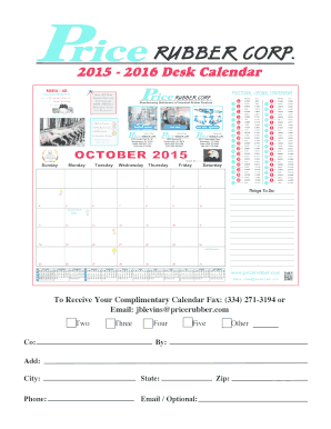 2015 2016 Desk Calendar - Price Rubber Co