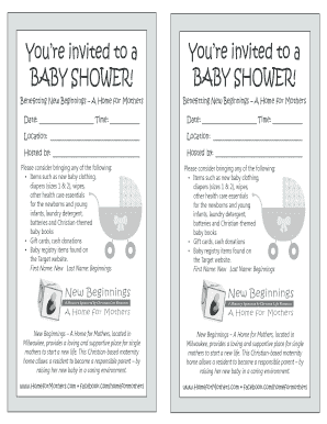 Fillable Online You're invited to a BABY SHOWER! - New Beginnings - A ...