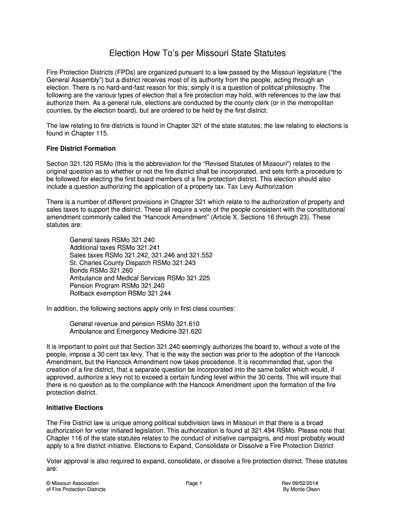 Fillable Online Election How Tos per Missouri State Statutes Fax Email