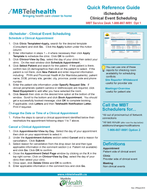 Quick Reference Guide - iScheduler Clinical Event ... - MBTelehealth - mbtelehealth