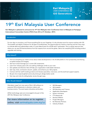 Programme schedule format - 19th Esri Malaysia User Conference