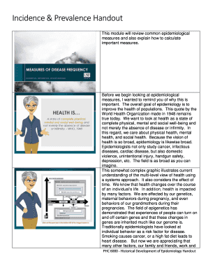 Incidence &amp; Prevalence Handout