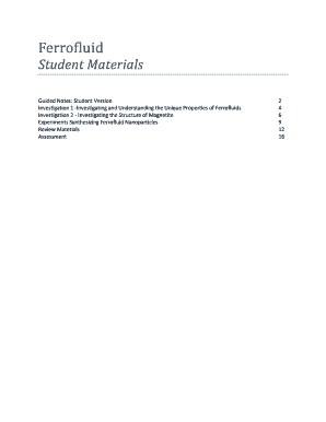 Ferrofluid Student Materials