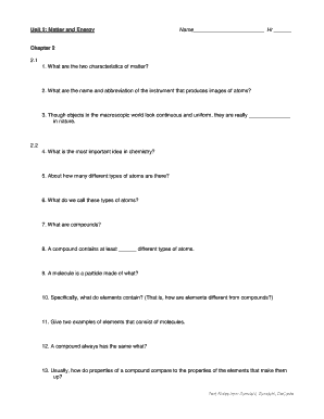 8 labels per sheet - Unit 2. Chemistry