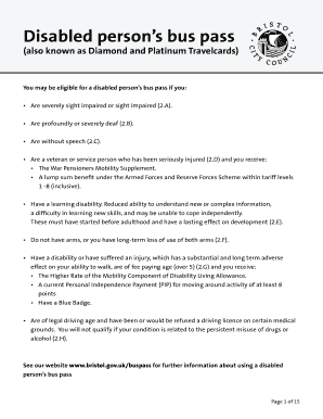 Disabled Person’s Bus Pass Application