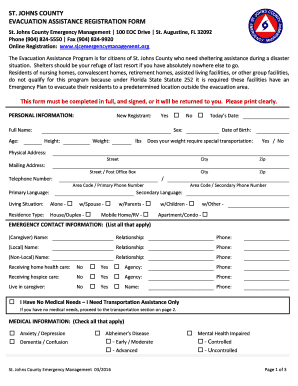 Fillable Online Printable Form - St Johns County Emergency Management ...