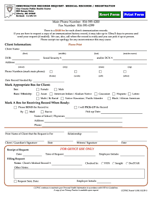 Request for Immunization Records - Clay County Public Health Center
