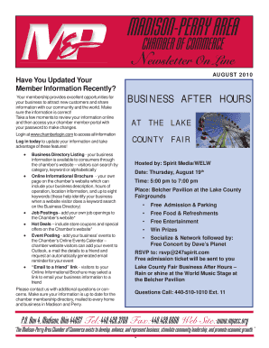 AUGUST 2010 Member Information Recently BUSINESS AFTER HOURS - easternlakecountychamber