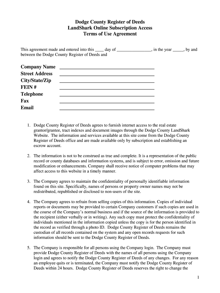 Fillable Online landshark co dodge wi Taylor County Register of Deeds