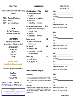 EVENT SCHEDULE SPONSORSHIP LEVELS REGISTRATION FORM - stivers