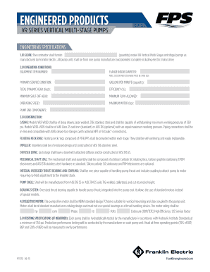 VR Series Vertical Multi-Stage Pump Specifications