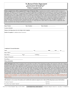 Citizen Complaint Form - St. Bernard Police Department - stbernardpolice