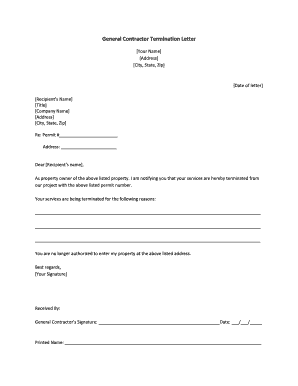 Letter Of Termination Of Contract from www.pdffiller.com