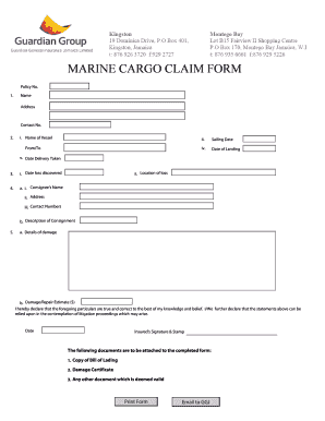 College budget example - Marine bcargo claim formb - Guardian Group