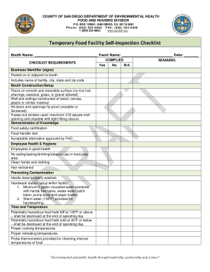 Temporary Food Facility Self-Inspection Checklist