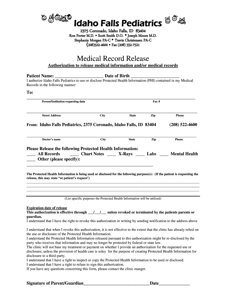 Fillable Online Idaho Falls Pediatrics Fax Email Print pdfFiller