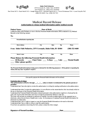 Medical Release Form - Idaho Falls Pediatrics