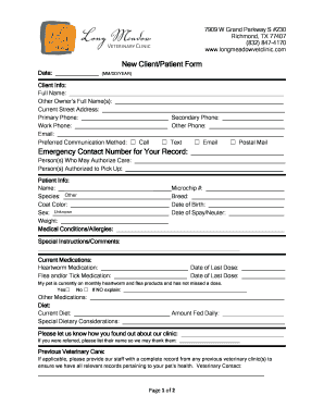 New Client/Patient Form