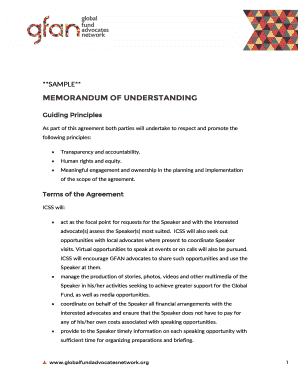 MEMORANDUM OF UNDERSTANDING - Global Fund Advocates Network - globalfundadvocatesnetwork