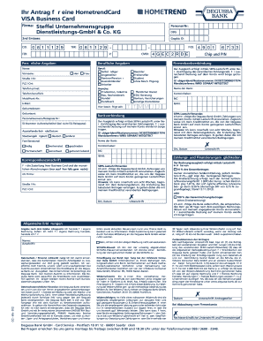 Ihr Antrag fr eine HometrendCard VISA Business Card - hometrend