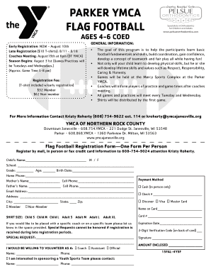 Auto repair shop customer information sheet - PARKER YMCA FLAG FOOTBALL - ymcajanesvilleorg