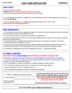 US TRUSTED TRAVELER FAST CARD APPLICATION