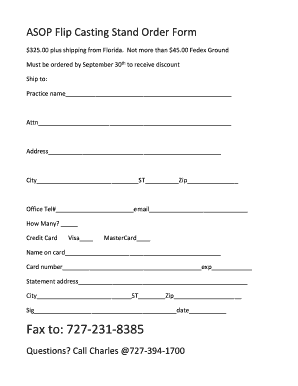 ASOP Flip Cast Stand Order Form - Casting Workshop ASOP