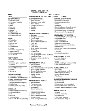 Georgia urology, pa review of systems ... - WellStar Health System