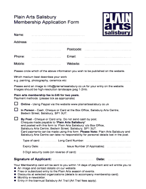 Plain Arts Application form - plainartssalisbury co