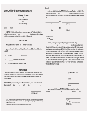 Sample Codicil to Will to Add Charitable Bequest - First Baptist Church - fbcgainesville