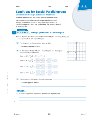 conditions for special parallelograms