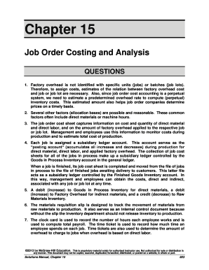 Chapter 15 Job Order Costing and Analysis QUESTIONS