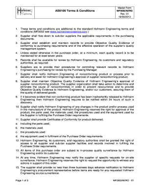 Company terms and conditions for employee - Master Form AS9100 Terms amp Conditions MF0002AERO Rev 01