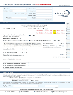 Bird templates to print - Kiddies bEnglishb Summer Camp Application Form Early Bird