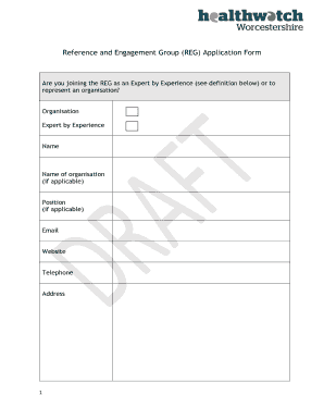 Reference and Engagement Group REG Application Form - healthwatchworcestershire co