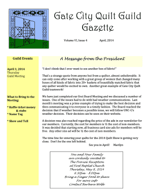 Sample letter of inventory report - Guild Events - gatecityquiltguild