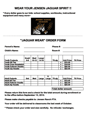 Jensen Jaguar Wear Order Form 2013 - Jensen Ranch - jensenranch cv k12 ca