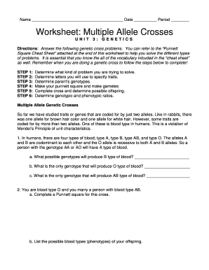 Worksheet Multiple Allele Crosses Answer Key - Fill and Sign Printable  Template Online