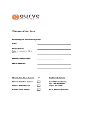 Website proposal pdf - Warranty Claim Form - website