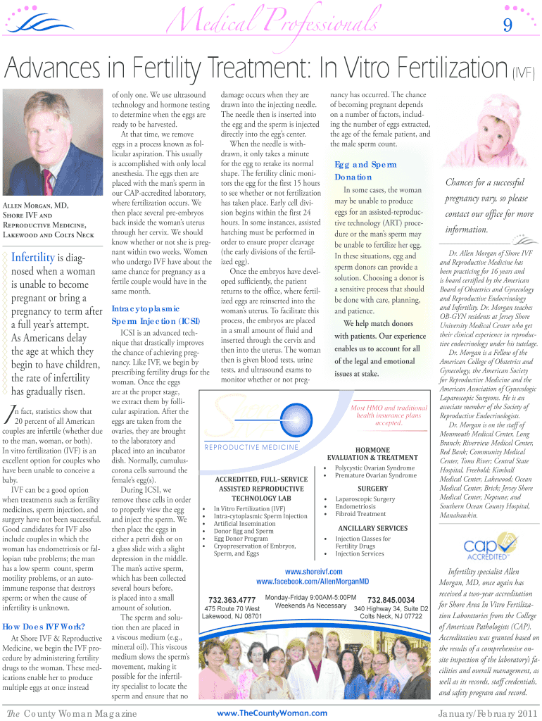 Fillable Online Advances in Fertility Treatment In Vitro Fertilization