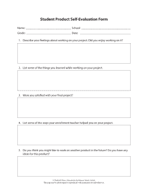 Self evaluation form - Student Product Self-Evaluation Form - confratute uconn