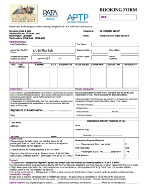 Booking form - Complete bIndiab amp Asia