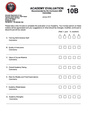 FORM ACADEMY EVALUATION 10B - Colorado POST