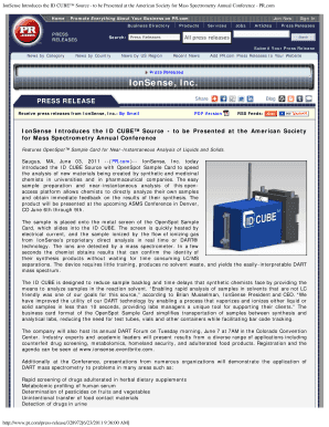 IonSense Introduces the ID CUBE Source - to be Presented at the American Society for Mass Spectrometry Annual Conference - PRcom