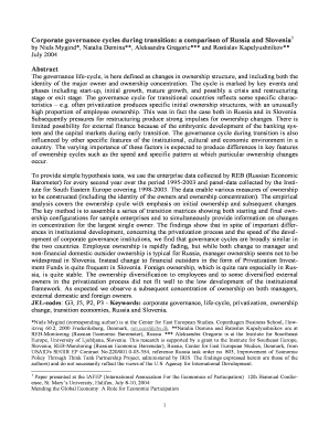 Corporate governance cycles during transition a comparison of Russia and Slovenia1 - cslegacoop