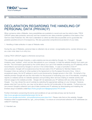 Declaration regarding the handling of personal data (privacy) - Trox